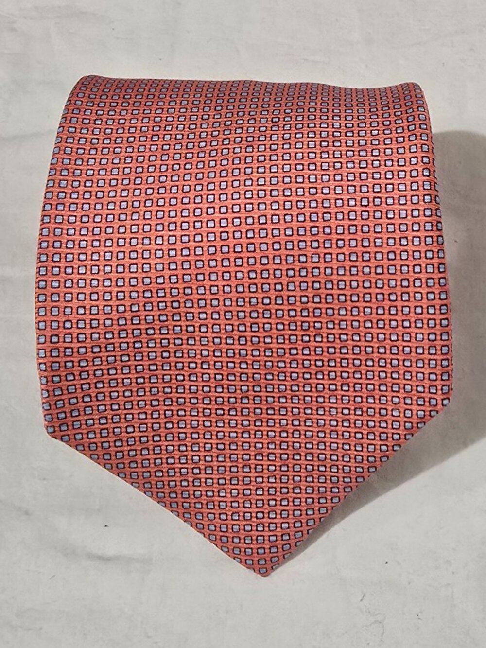 Alain Figaret Made in France Silk Necktie - Coral Blue Squares